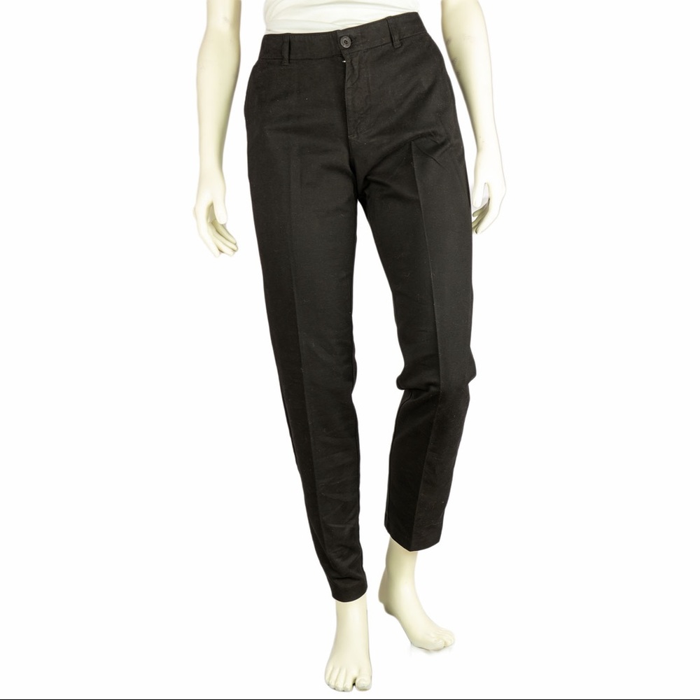 European Culture Mid-Rise Tapered Leg Pants, Black, Size 30